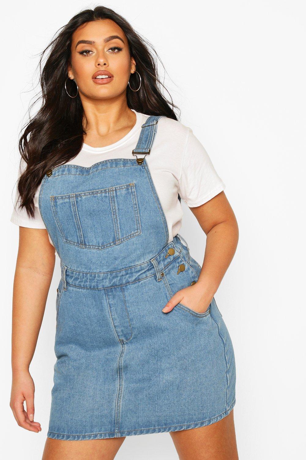 Denim pinafore clearance plus size